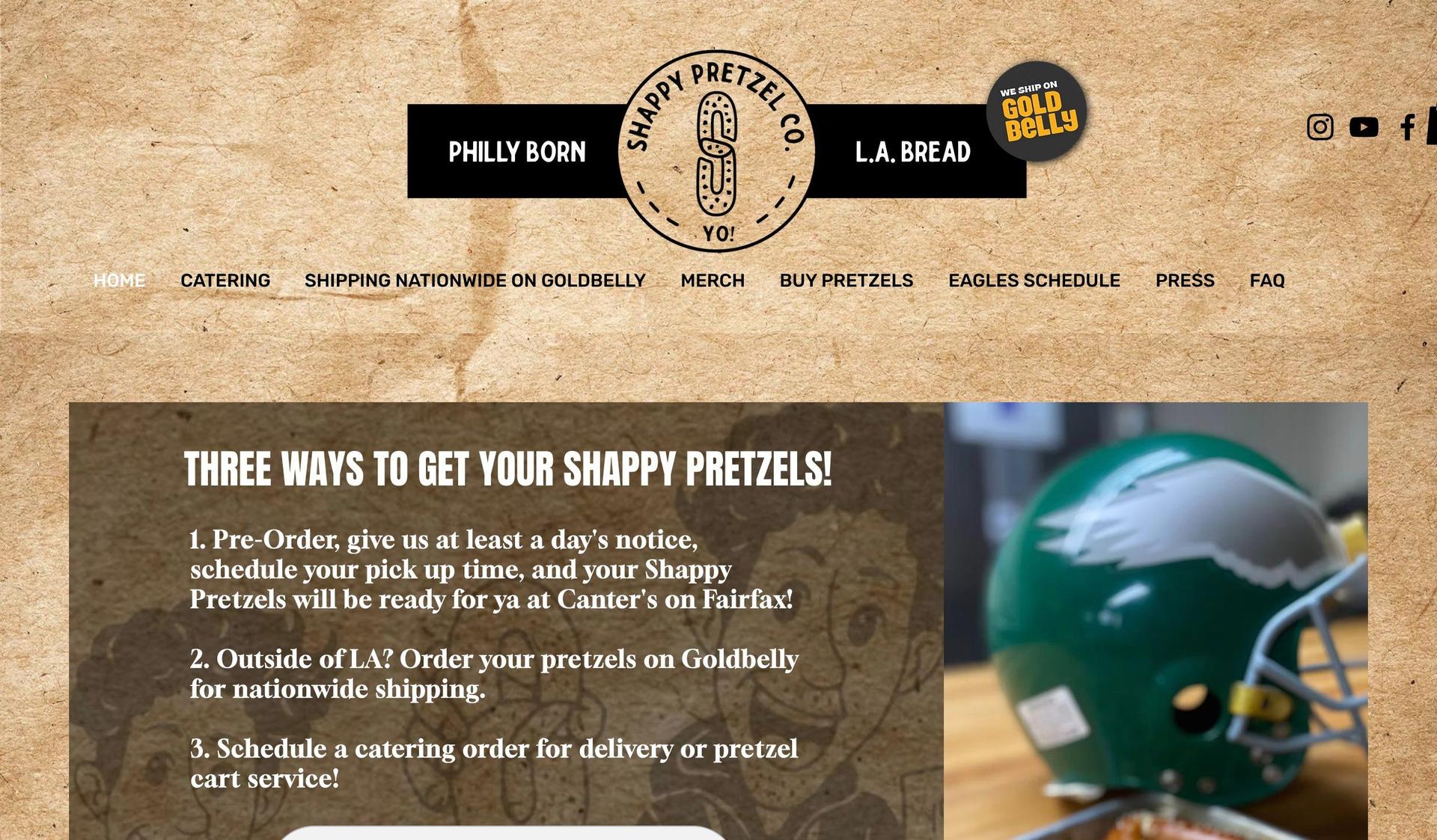 Shappy Pretzel-food snacks website examples