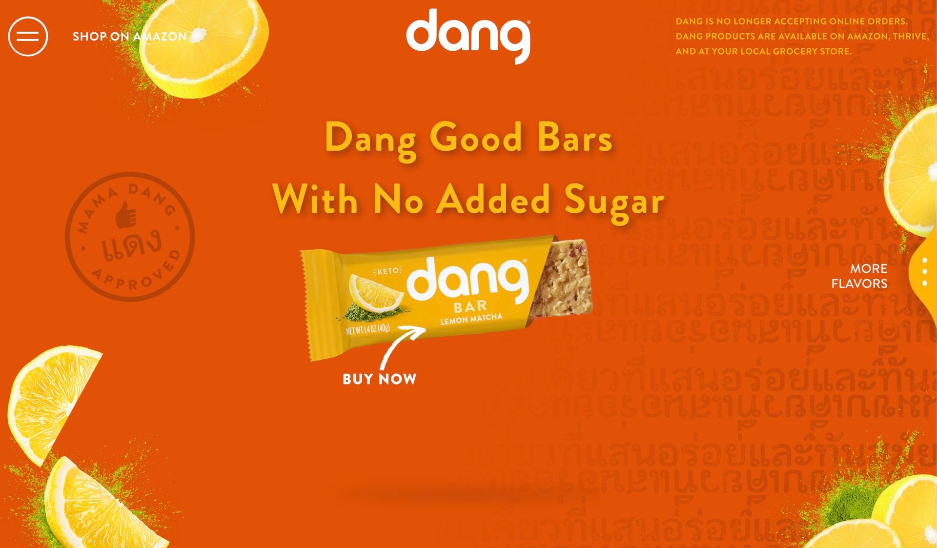 Dang Foods-food snacks website examples