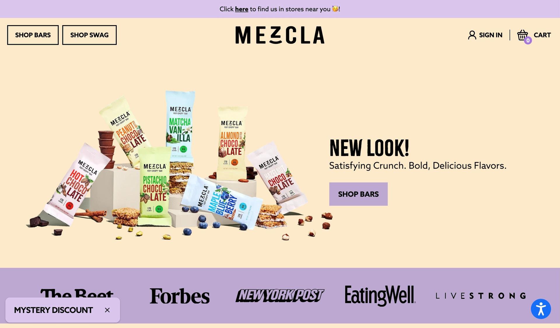 Mezcla-food snacks website examples