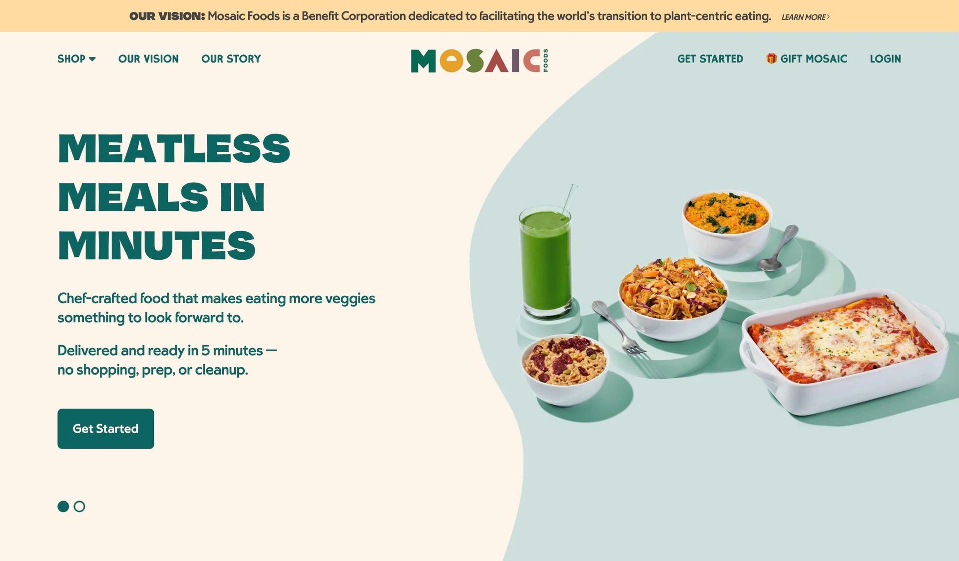 Mosaic Foods-food snacks website examples