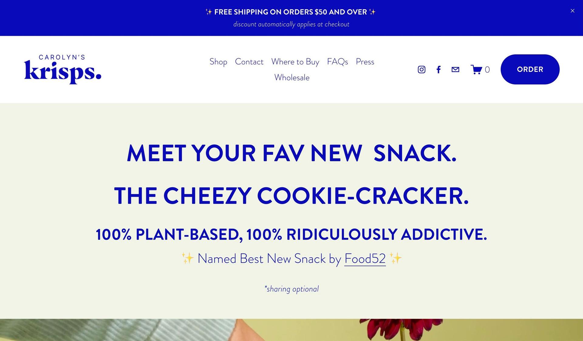 Carolyn's Krisps-food snacks website examples