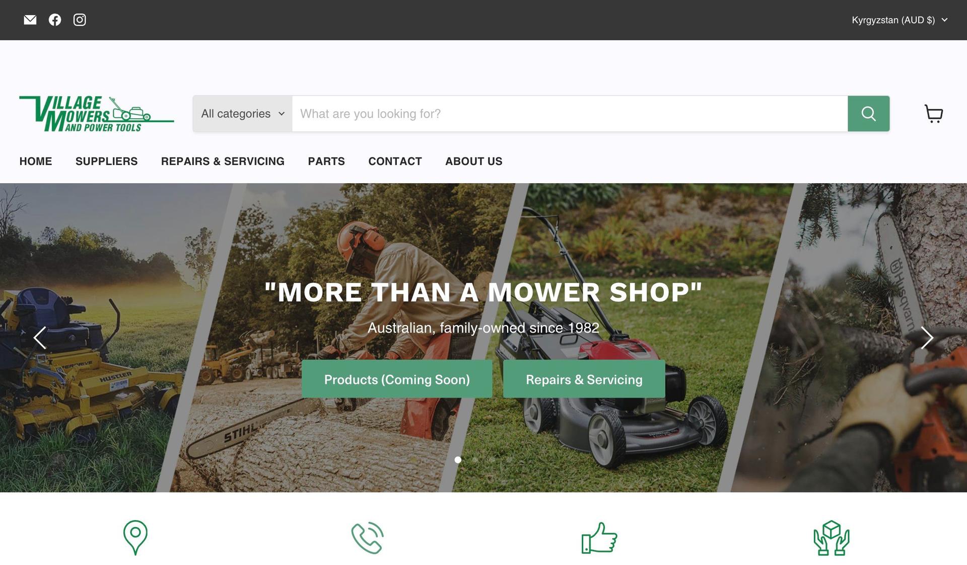 Village Mowers-shopify hardware store examples