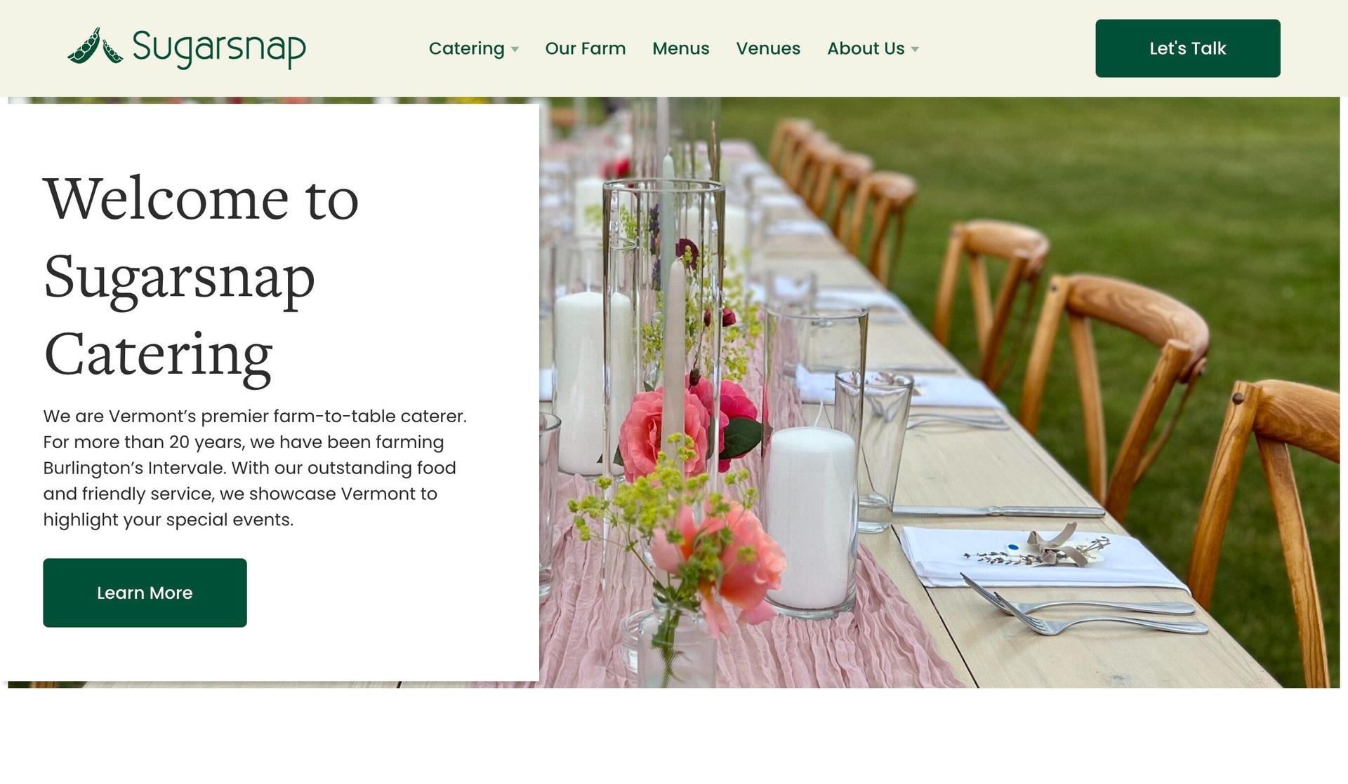 The Snap VT-catering website examples