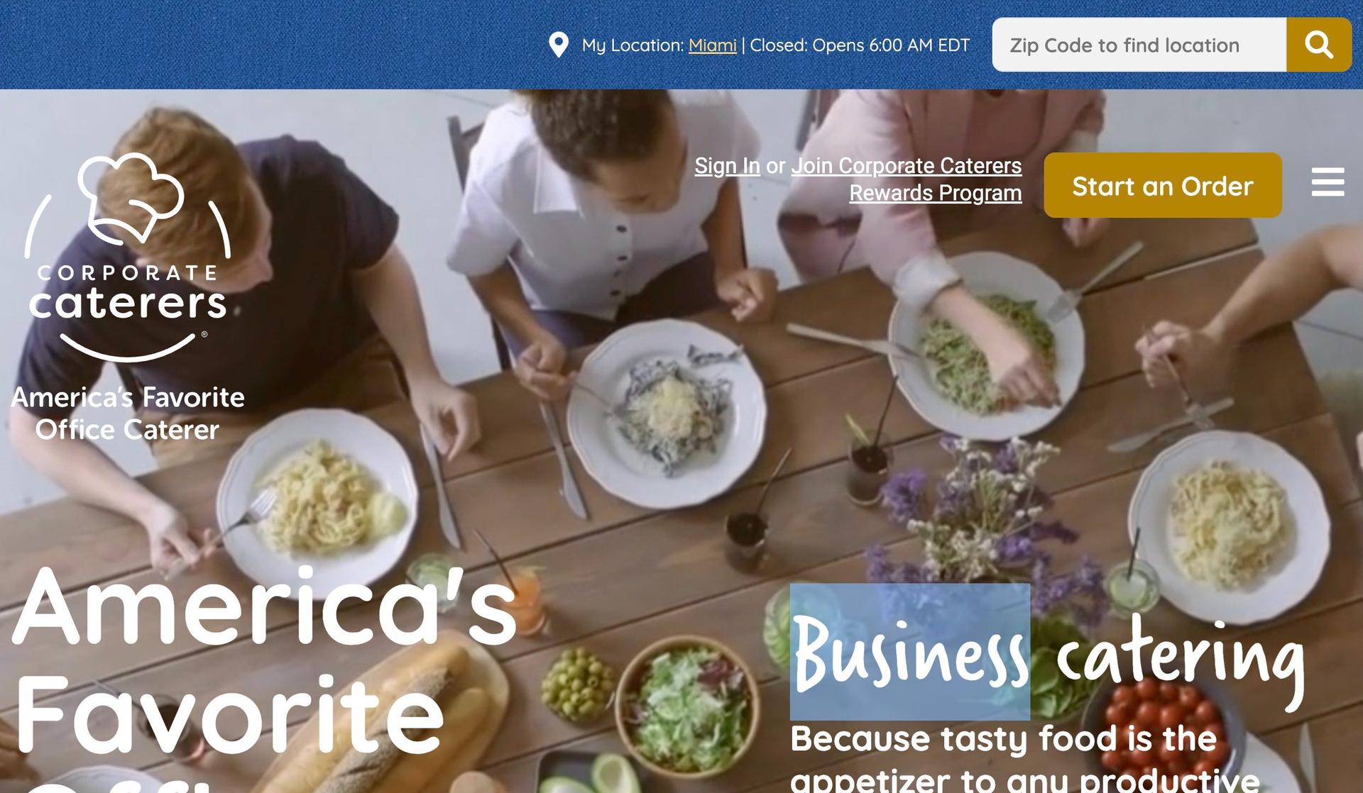 Corporate Caterers-catering website examples