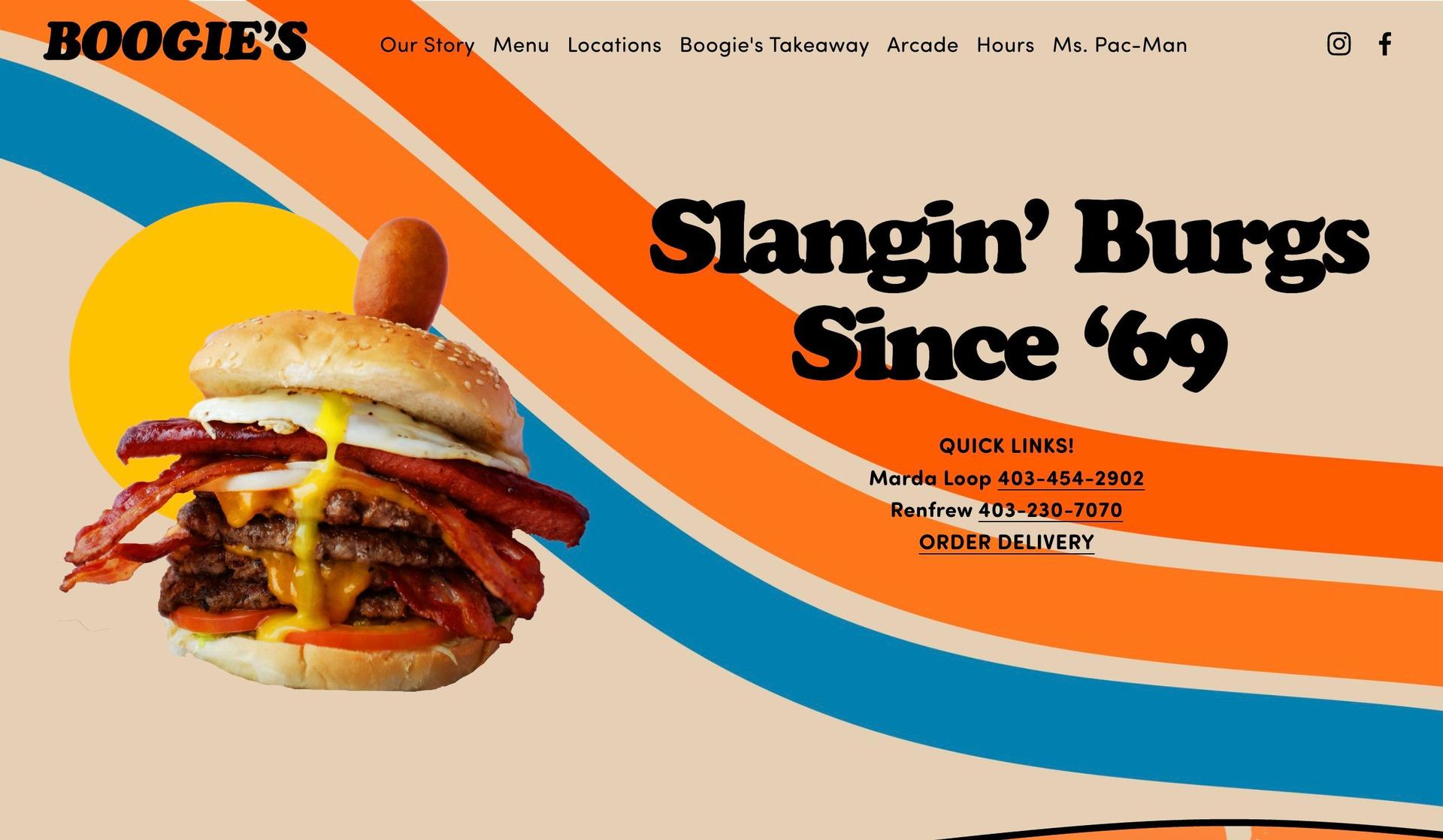 Boogie's Burgers-fast food website examples
