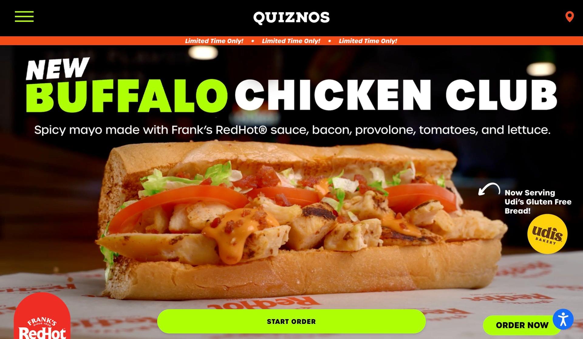 Quiznos-fast food website examples