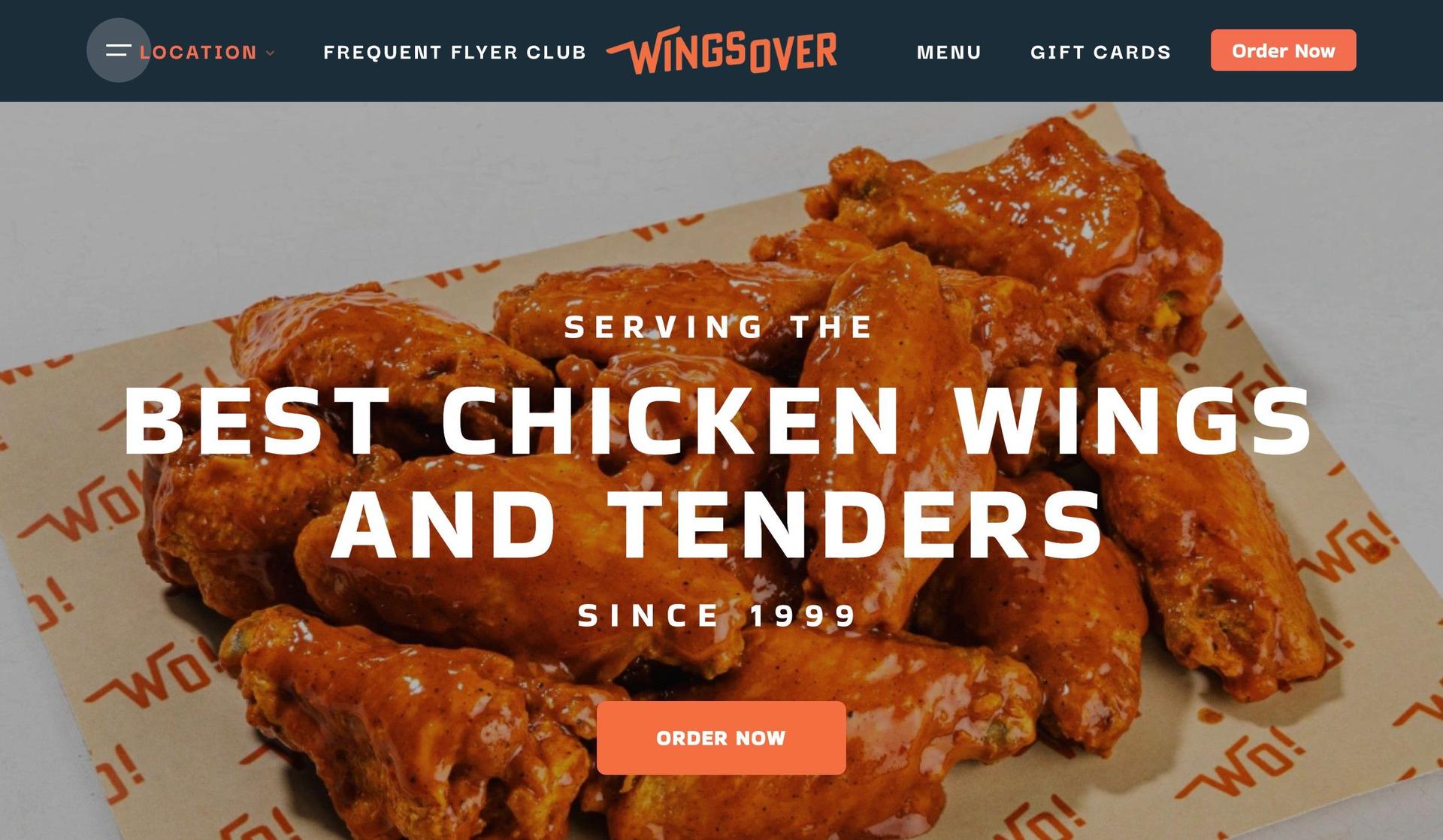 Wings Over-fast food website examples