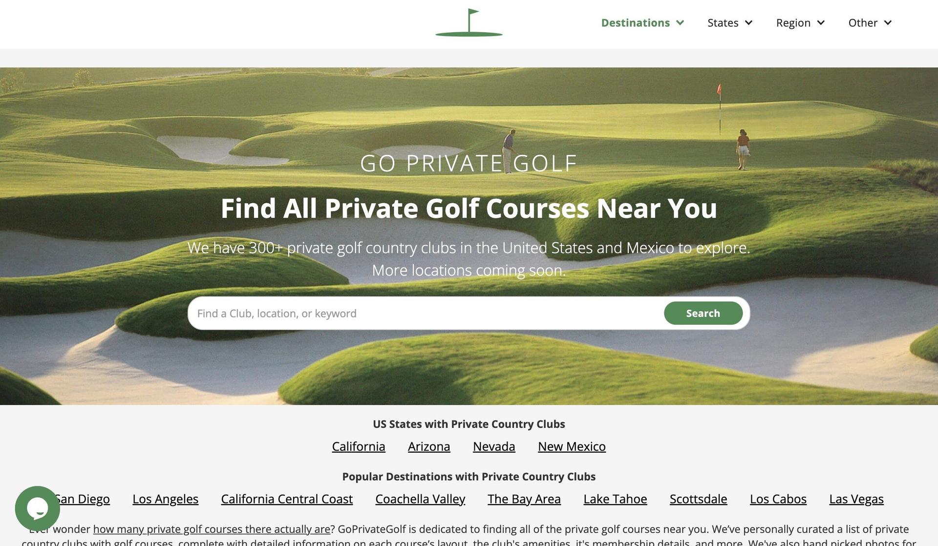 Go Private Golf-golf course websites