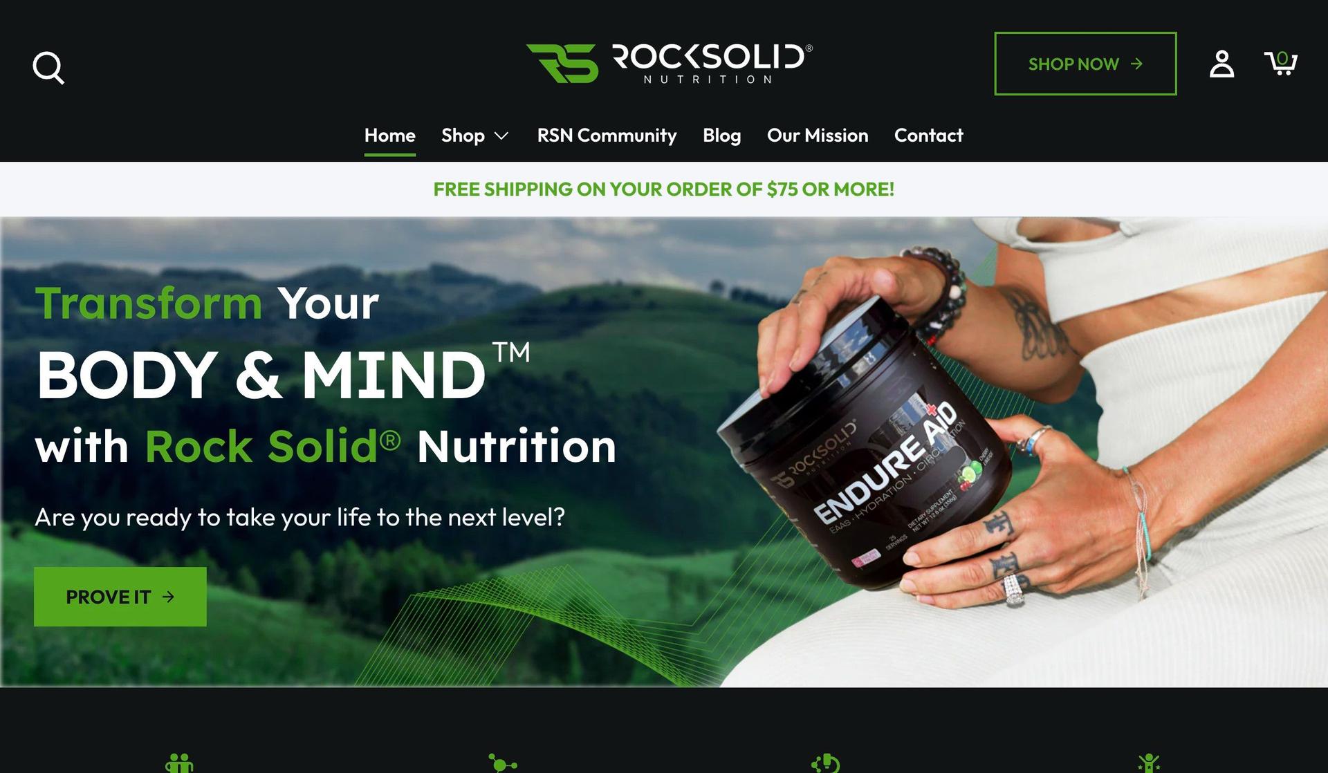 Rock Solid Nutrition-supplements company website designs