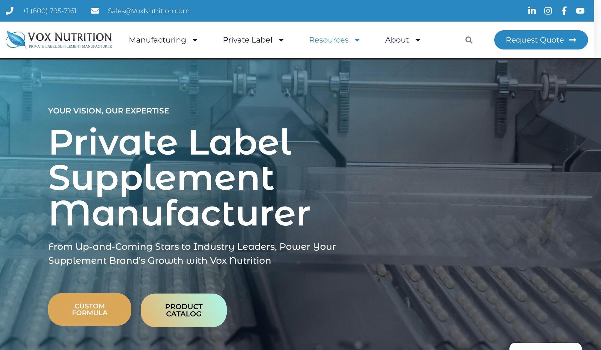 Vox Nutrition-supplements company website designs