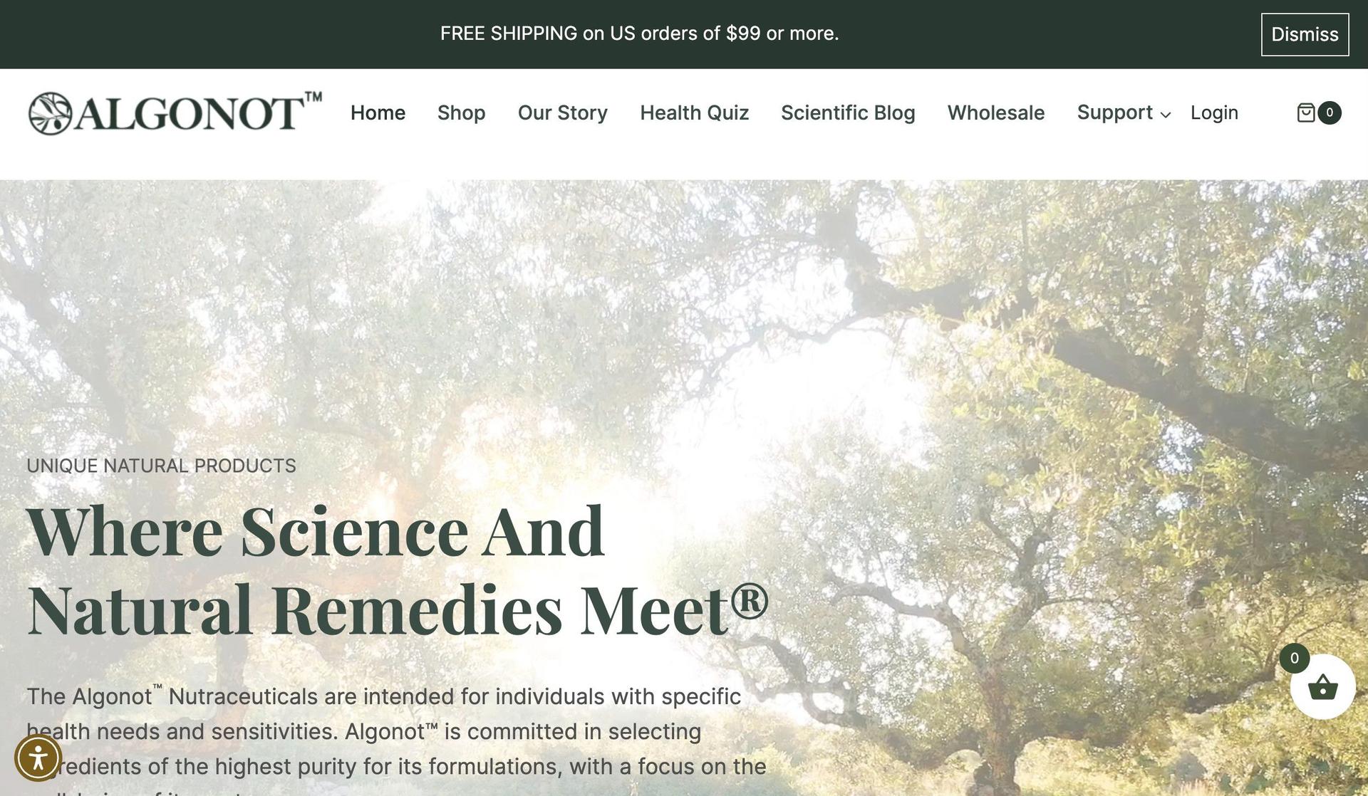 Algonot-supplements company website designs