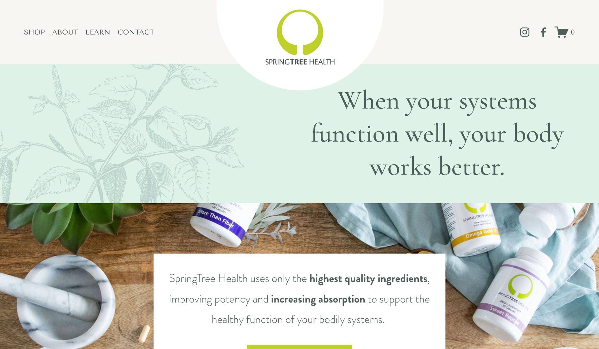Spring Tree Health-supplements company website designs