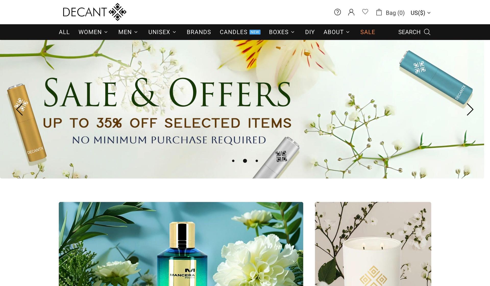 DecantX-perfume website examples