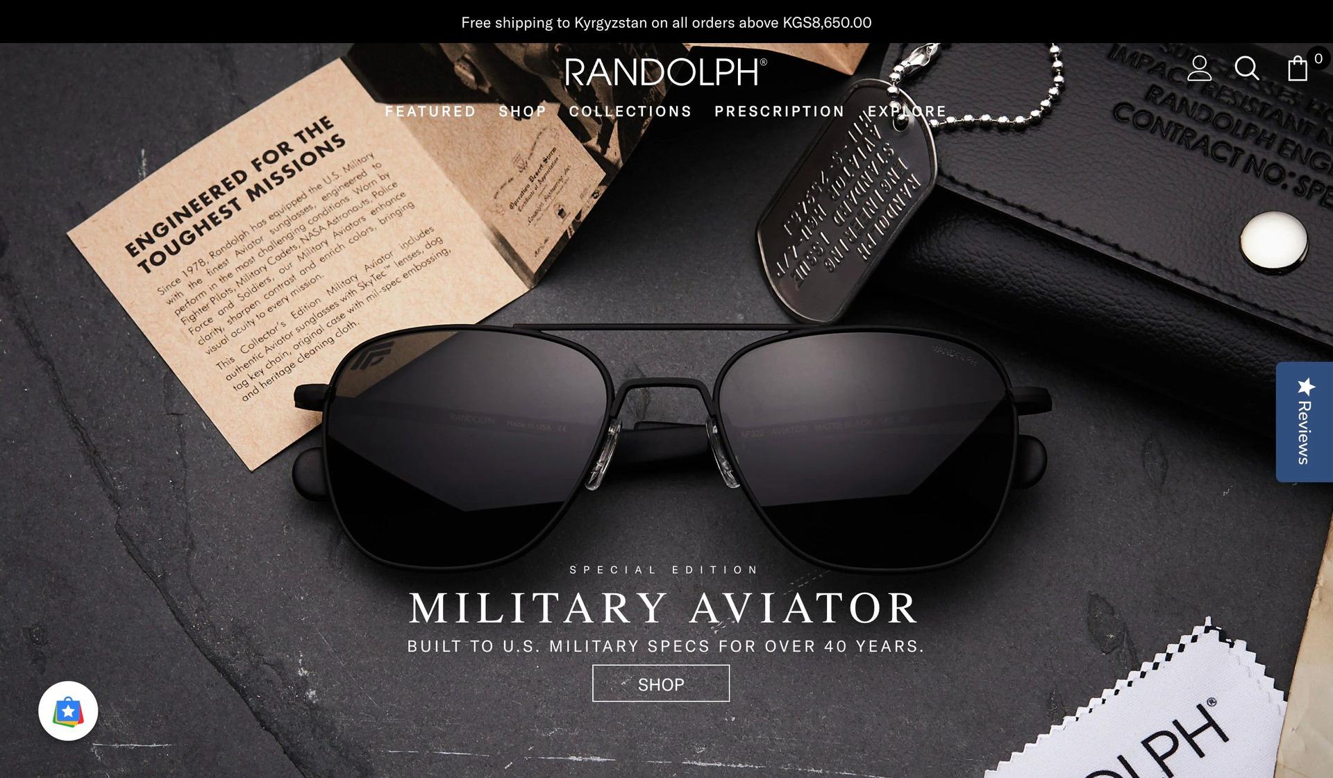 Randolph USA-sunglasses website designs
