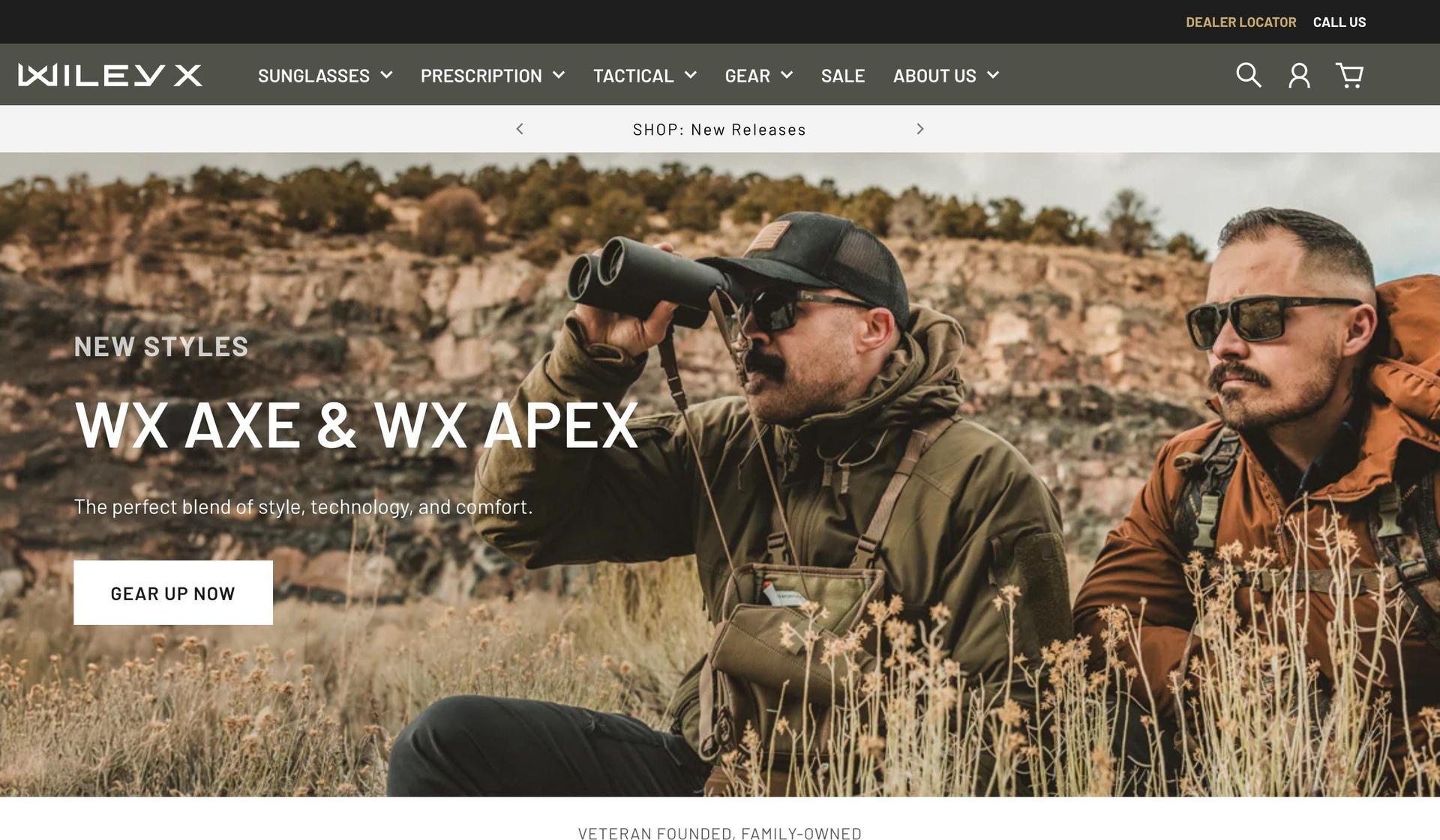 Wiley X-sunglasses website designs