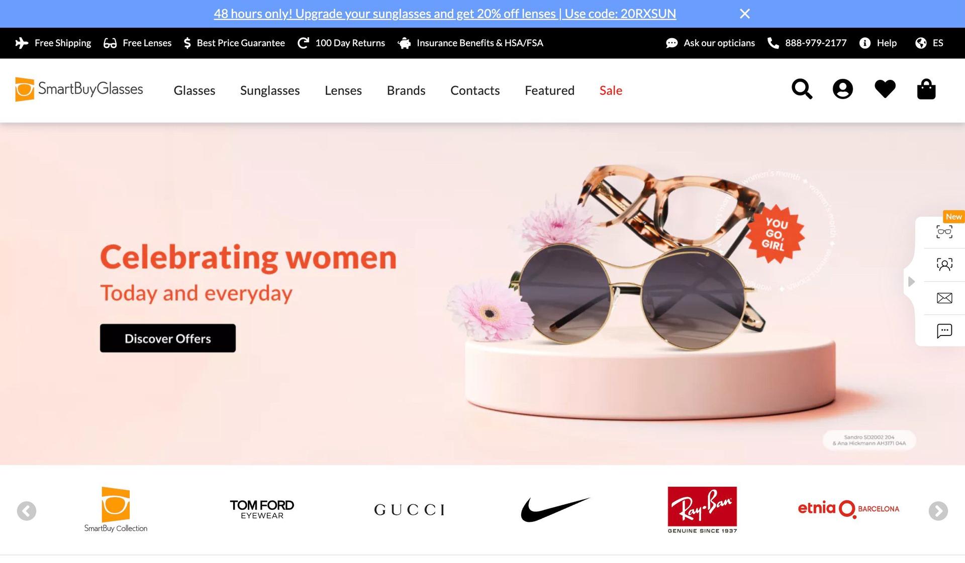 SmartBuyGlasses-sunglasses website designs