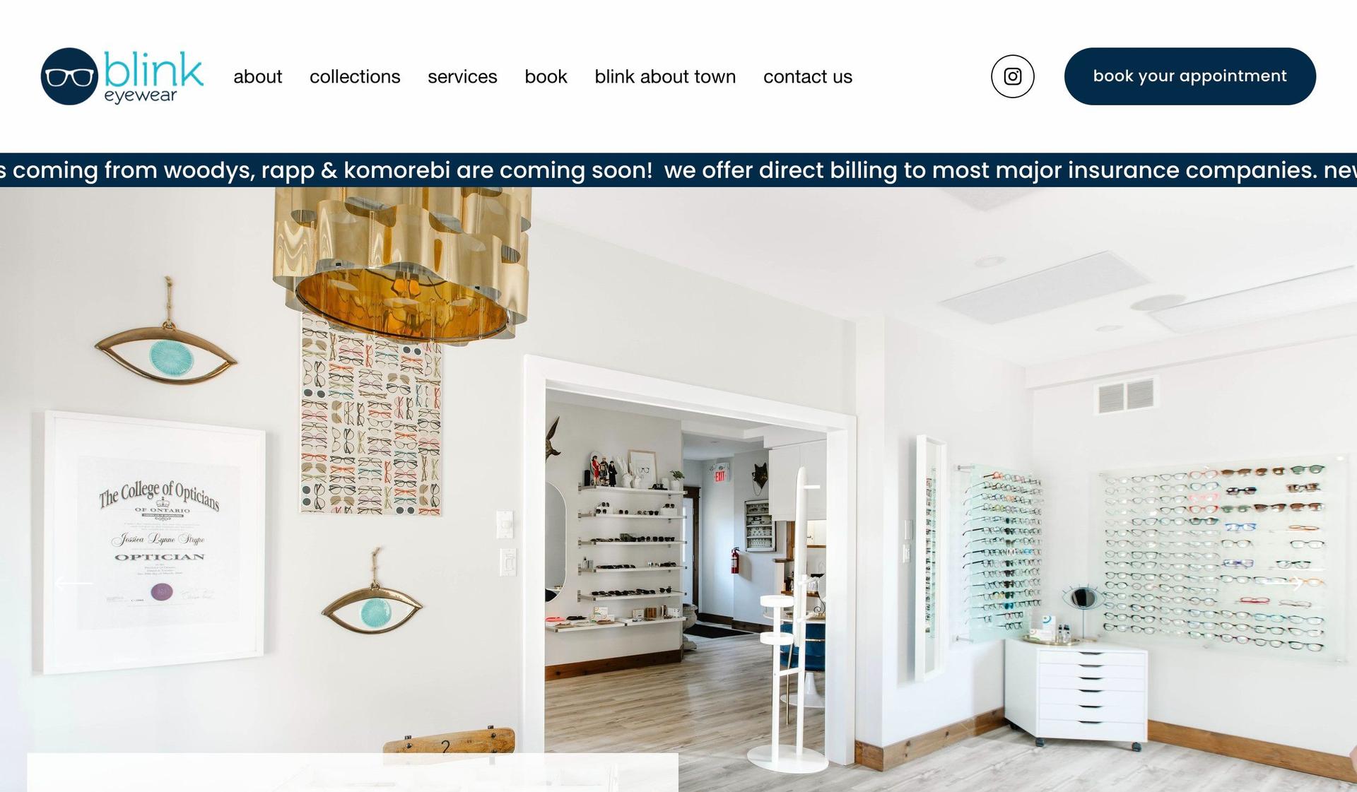 Blink Eyewear-sunglasses website designs