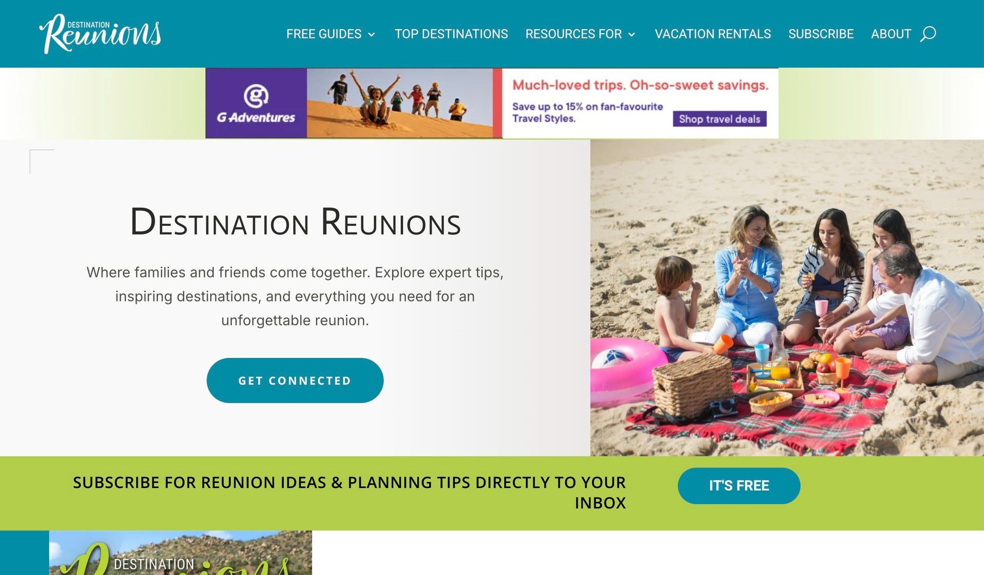 Destination Reunions-class reunion website examples