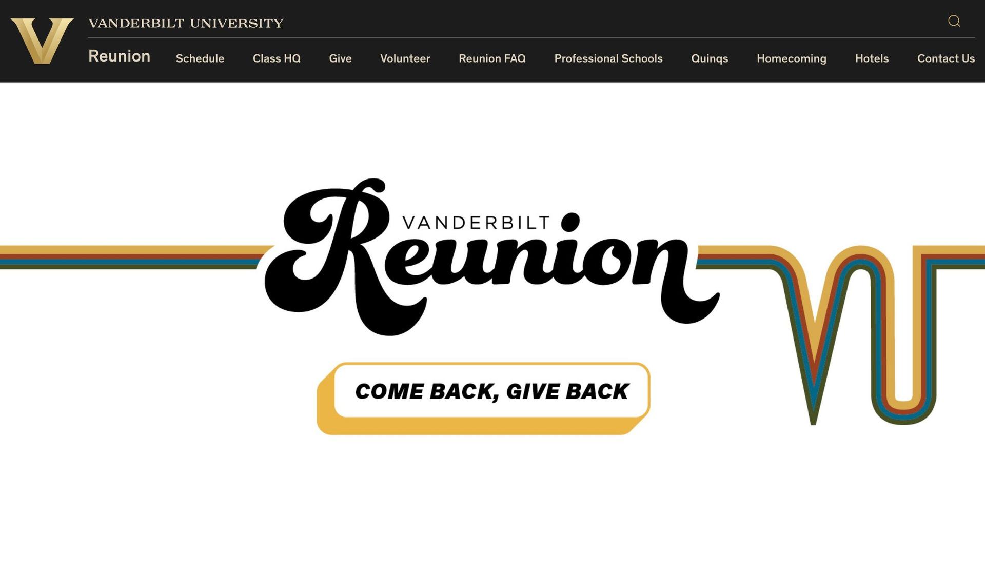 Vanderbilt University-class reunion website examples